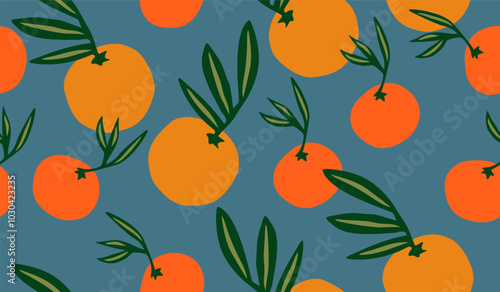 Cute orange fruits pattern background vector design