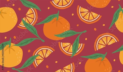 Cute orange fruits pattern background vector design