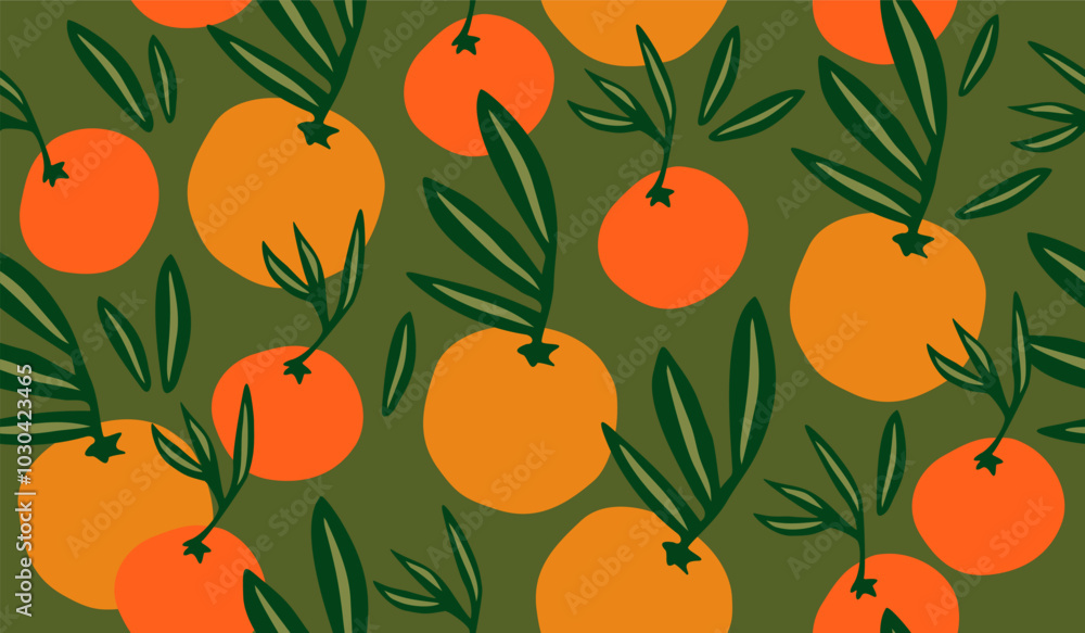 Cute orange fruits pattern background vector design Cute orange fruits pattern background vector design