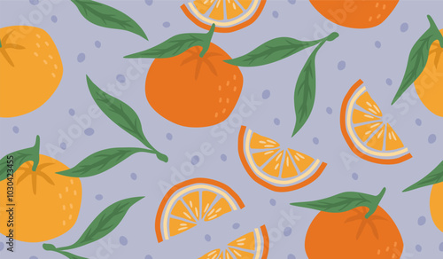 Cute orange fruits pattern background vector design
