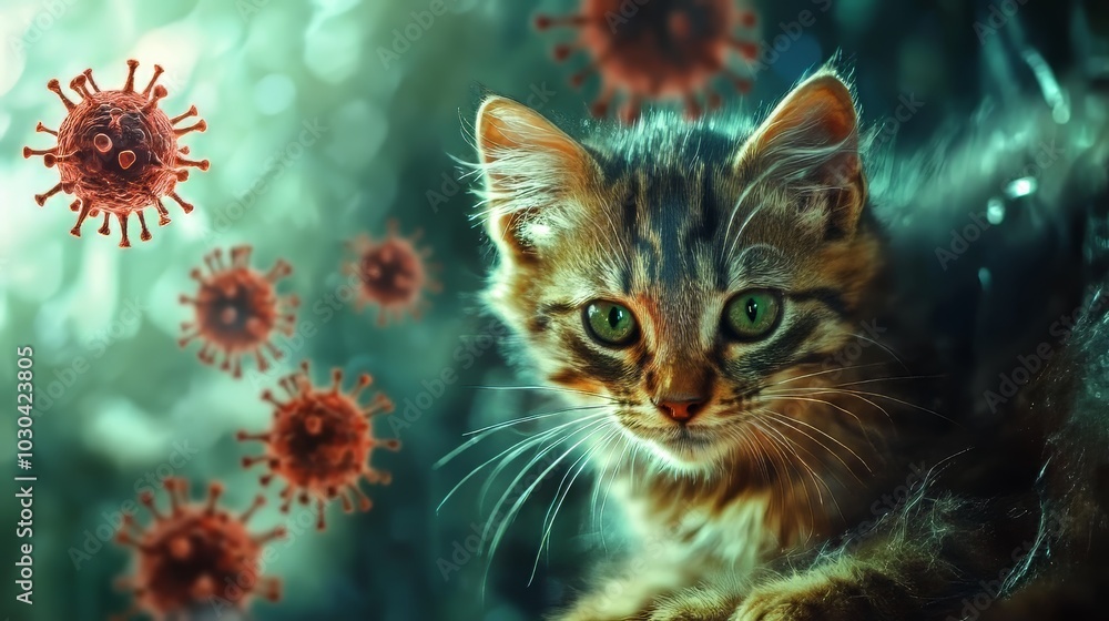 Obraz premium Mokola virus is a type of virus found in animals, mostly cats, in Africa. It's related to rabies and can make animals sick, and sometimes humans too.