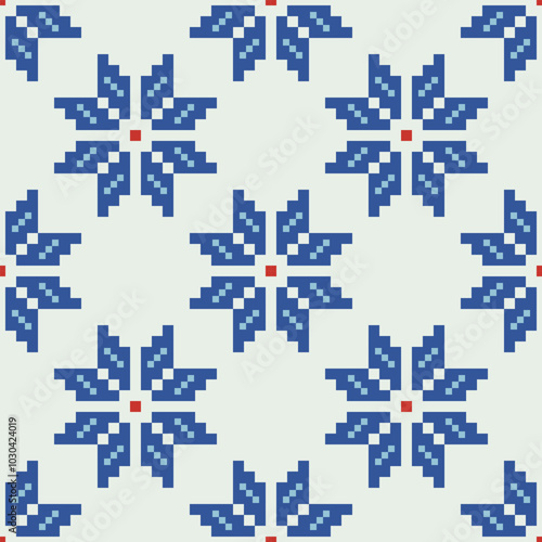 Cross Stitch embroidery seamless.Geometric pixel ethnic patterns. American, Mexican,African, mediterranean, nordic,Aztec style.Beautiful folk art background design for products, fabric,print decorate.