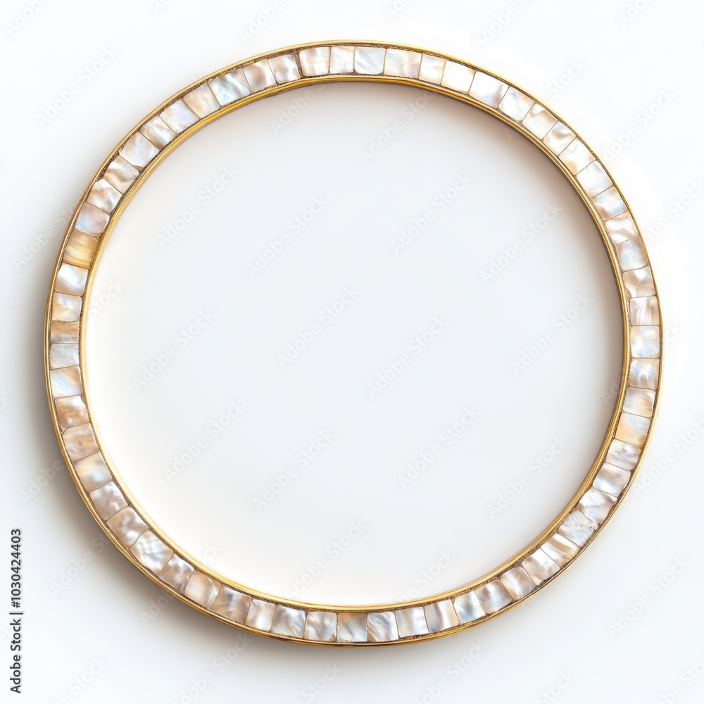 Elegant mother-of-pearl inlay circular frame for luxury interior design Elegant mother-of-pearl inlay circular frame for luxury interior design