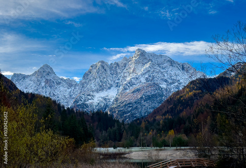 Jasna lake with beautiful reflections of the mountains. Triglav National Park, Slovenia