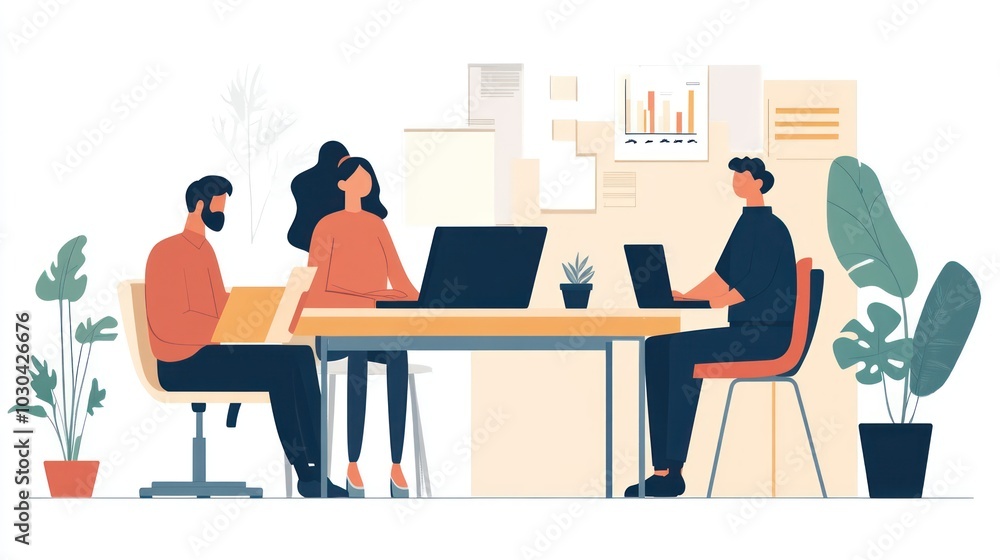 Professional team working late into the night on a new product design Professional team working late into the night on a new product design