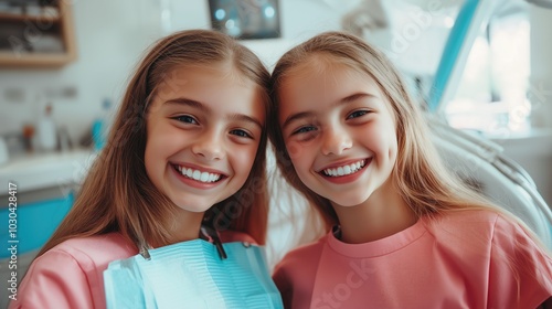Young Friends Smiling Together for Dental Health Awareness Poster.