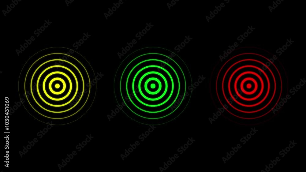 Radio waves animation on black background. Radio waves animation on black background.