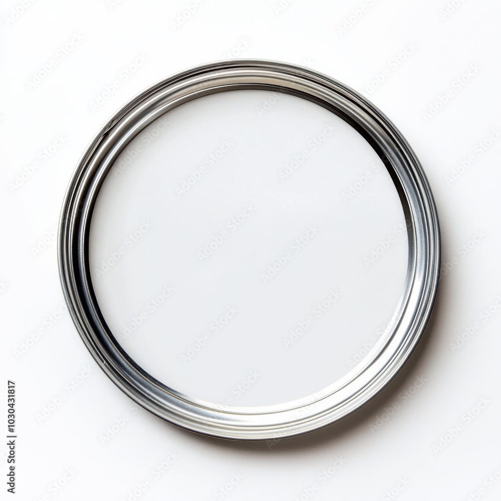 Metallic circular object with reflective surface on white background Metallic circular object with reflective surface on white background
