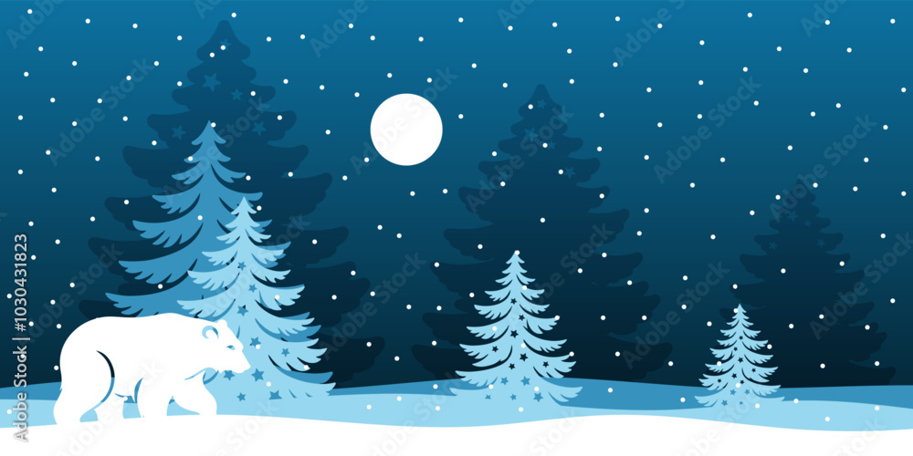 Naklejka premium Christmas vector illustration, Christmas blue festive backgorund 