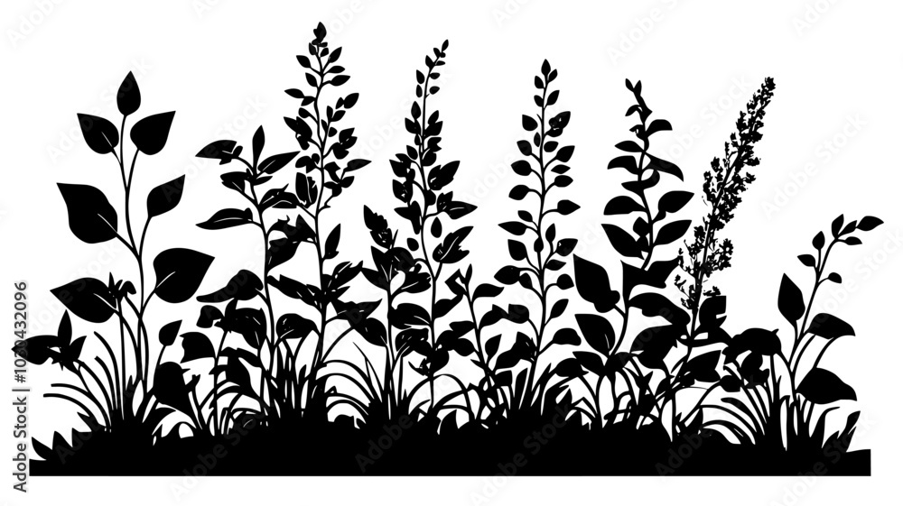Ajuga forming a mat in a lawn alternative landscape, vector illustration art Ajuga forming a mat in a lawn alternative landscape, vector illustration art