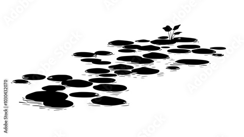 Duckweed covering the surface of a still pond, vector illustration art