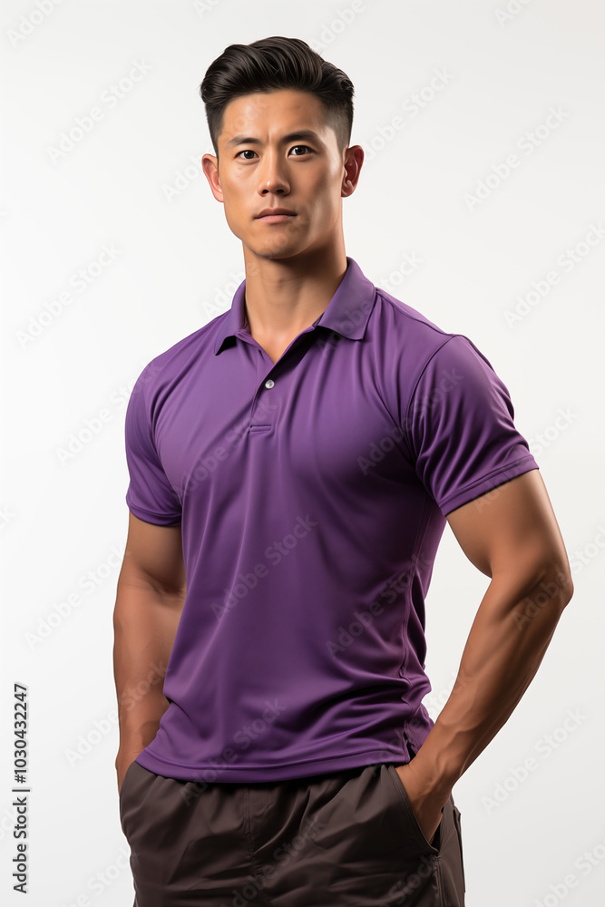a man in purple color casual outfit standing in the studio with isolated background a man in purple color casual outfit standing in the studio with isolated background