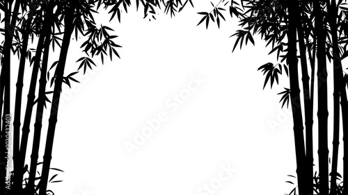 Bamboo shoots rising rapidly from the ground in a grove, vector illustration art