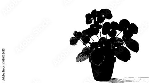 A blooming African violet displayed on a windowsill in a bright room, vector illustration art