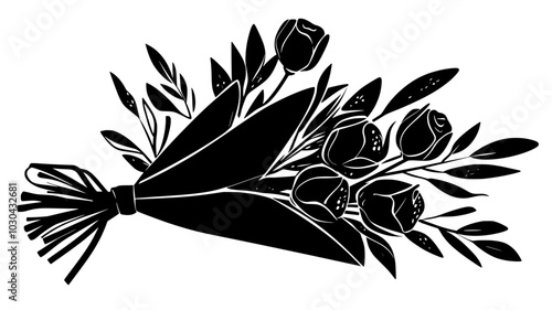 Bouquet wrapped in biodegradable packaging materials, vector illustration art