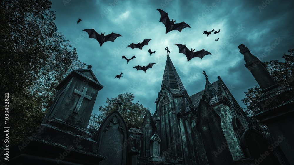 Fototapeta premium Halloween Night at the Haunted Cemetery