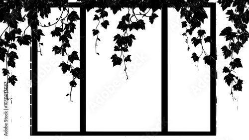Climbing vines on trellis against brick wall, vector illustration art