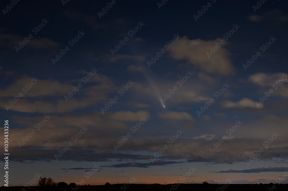 Comet C/2023 A3 (Tsuchinshan-ATLAS) soars across the evening sky over Ottawa, Canada October 14, 2024