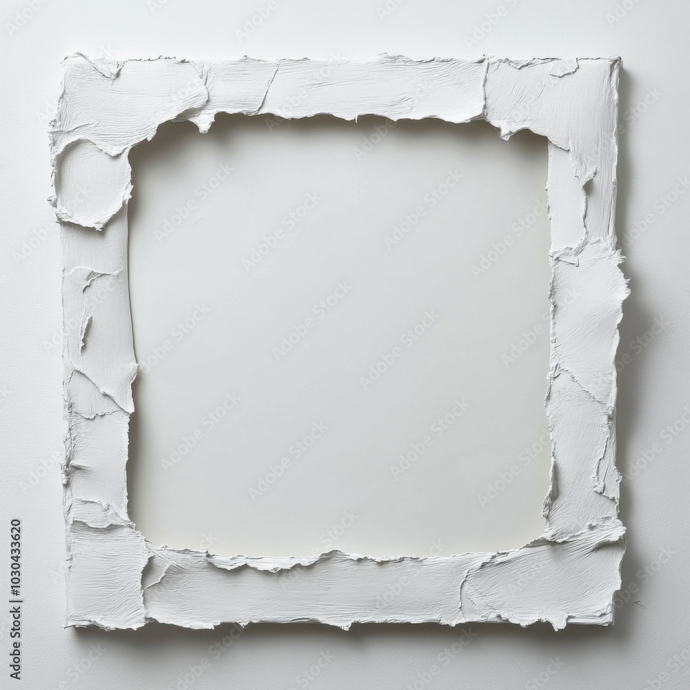 Minimalist white textured frame on plain wall, abstract design for modern home decor Minimalist white textured frame on plain wall, abstract design for modern home decor