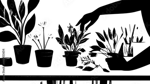 Dried flowers used in sustainable floral arrangement on a workbench, vector illustration art