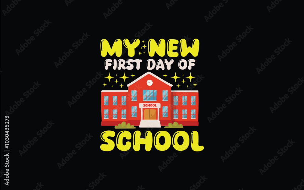 Fototapeta premium Back to School Typography T-Shirt Design vector graphic template, 100 Days Of School Typography T-Shirt Design vector graphic template, 