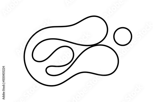 Random Shapes Organic Black Blobs. Outline 2d vector image. Sticker for social media. Backdrop.