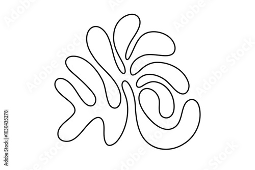 Random Shapes Organic Black Blobs. Outline 2d vector image. Sticker for social media. Backdrop.