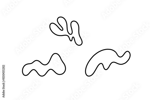 Random Shapes Organic Black Blobs. Outline 2d vector image. Sticker for social media. Backdrop.