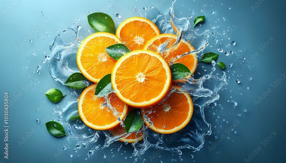 Citrus Splash: Oranges and Water Droplets Citrus Splash: Oranges and Water Droplets
