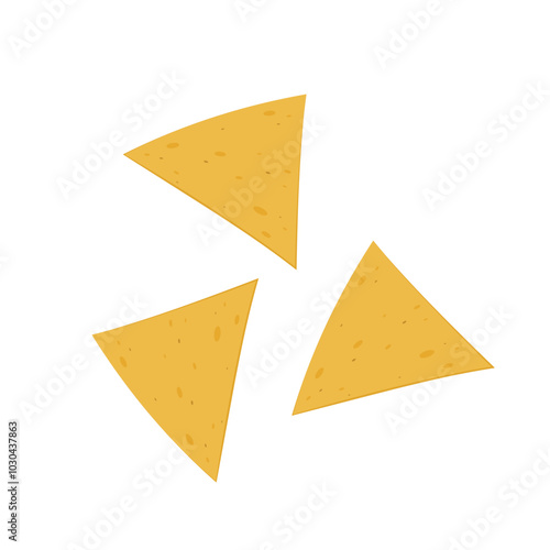 Nachos chip vector. Tortilla chips or nachos tortillas flat vector color icon.