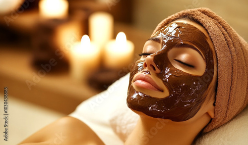 woman relax with mask spa face at background