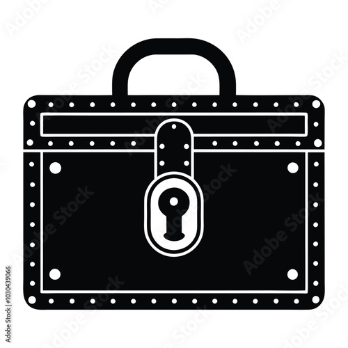 A minimalistic vector design of an old travel locker or suitcase, featuring a retro, classic look with smooth lines and bold contrast. Perfect for vintage-themed designs, travel branding, or nostalgic