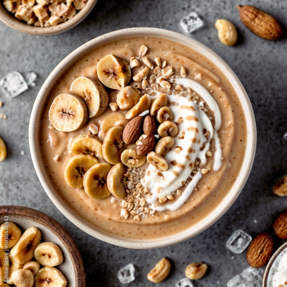 Nuts and banana of healthy bowl Nuts and banana of healthy bowl