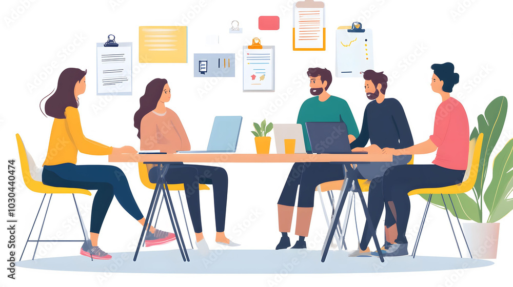 Young entrepreneurs collaborating in an innovative coworking space, exchanging ideas and fostering creativity in a dynamic environment Young entrepreneurs collaborating in an innovative coworking space, exchanging ideas and fostering creativity in a dynamic environment