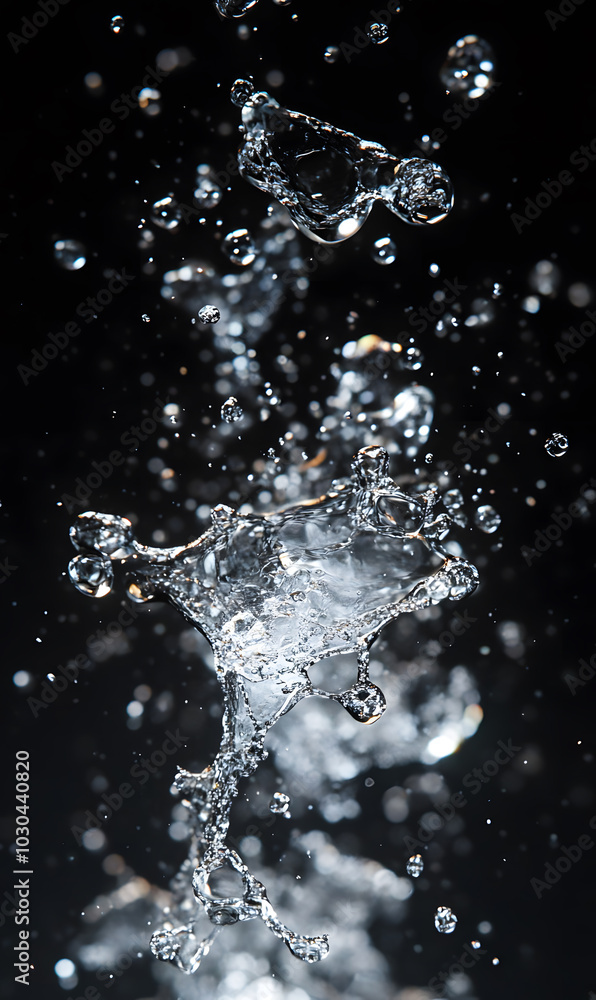 Dynamic Water Droplets Isolated on Black Background – High-Speed Captures, Ripples, Splashes, and Mist in Elegant Motion Dynamic Water Droplets Isolated on Black Background – High-Speed Captures, Ripples, Splashes, and Mist in Elegant Motion