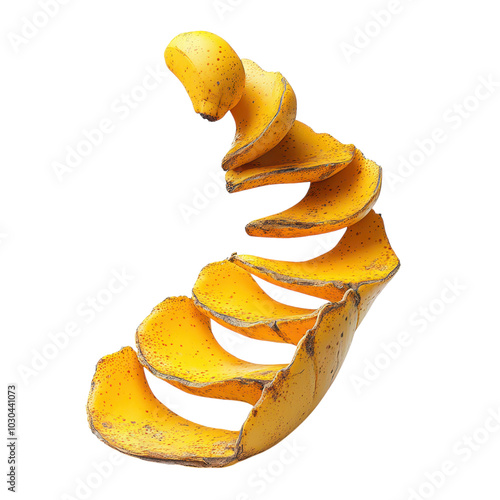 banana peeling into a staircase clipart, surreal element, yellow peel forming steps photo