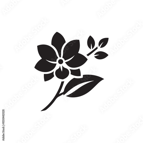 Black Orchid Silhouette Icon - A Clean and Simple Vector Design Showcasing the Graceful Silhouette of Orchid Flowers, Perfect for Nature, Botanical Art, and Elegant Floral Branding Solutions. 