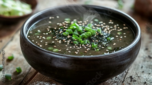 Fresh Vegetable Soup with Green Onions and Sesame Seeds