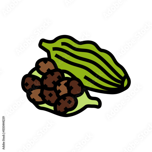 cardamom pods ayurvedic herb color icon vector. cardamom pods ayurvedic herb sign. isolated symbol illustration