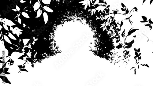 Immersive floral tunnel installation with flowers covering both sides of a passageway, vector illustration art
