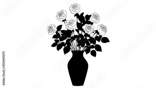 A bouquet of mixed garden roses arranged in a vase, vector illustration art