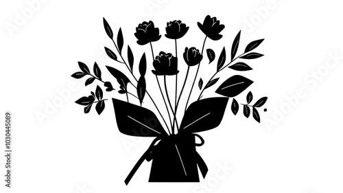 Bouquet wrapped in biodegradable packaging materials, vector illustration art
