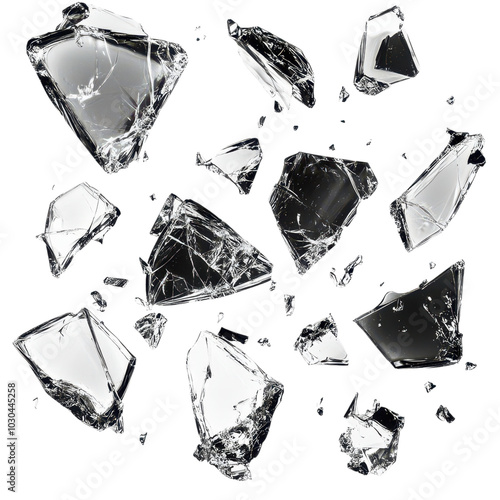 shattered glass effect clipart, visual effects element, broken transparent shards