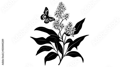 Butterfly bush covered in panicles of tiny blooms, vector illustration art