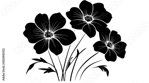 Chocolate cosmos flowers arranged in a bouquet, vector illustration art