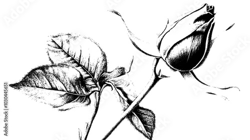 A close-up view of a hybrid tea rose bud before opening, vector illustration art