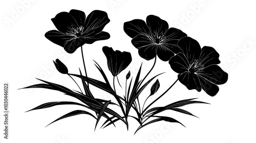 Cut flowers spread across a table, waiting to be placed into a bouquet, vector illustration art