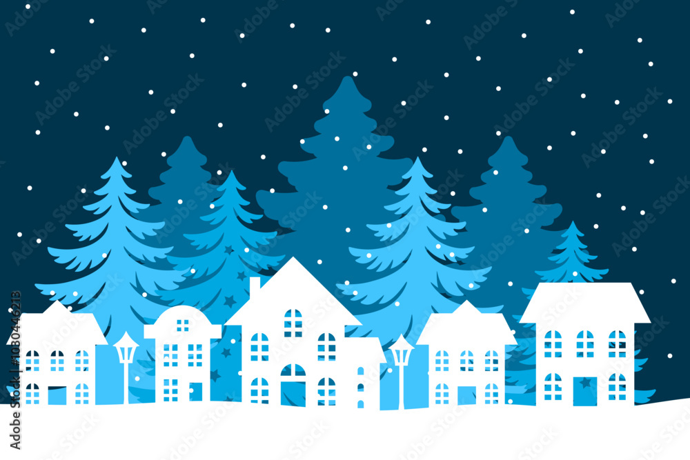Fototapeta premium Christmas vector illustration, Christmas blue festive backgorund 