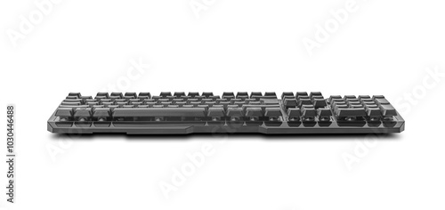 Modern wireless computer keyboard isolated on white background.