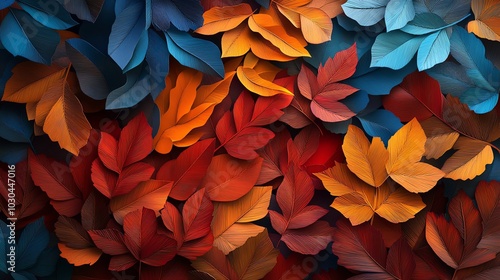 Wallpaper Mural Multilayered paper cut leaf pattern in autumn colors, creating a rich and textured nature design, paper cut leaves, layered botanical pattern Torontodigital.ca